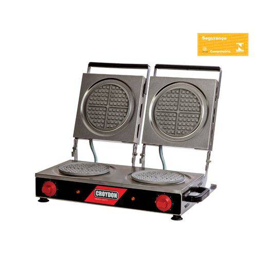 Máquina de Waffle Profissional Dupla Redonda 19cm 3600w