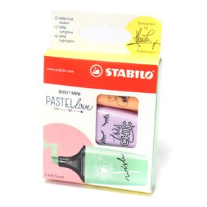 Marcador de Texto Boss Love Mini Pastel Kit com 3 Unidades Stabilo