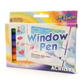 Marcador para Vidro Window Pen com 6 Cores Acrilex