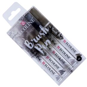 Marcador Pincel Ecoline Brush Pen Estojo com 5 Tons Grey
