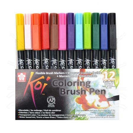 Marcador Pincel Koi Coloring Brush - 12 Cores
