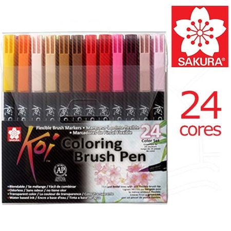 Marcador Pincel Koi Coloring Brush - 24 Cores