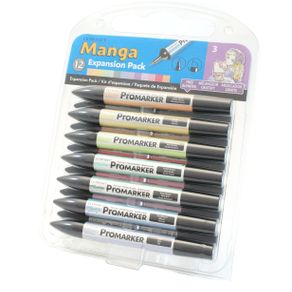 Marcador Promarker Estojo C/ 12 Cores + Blender Manga Pack3