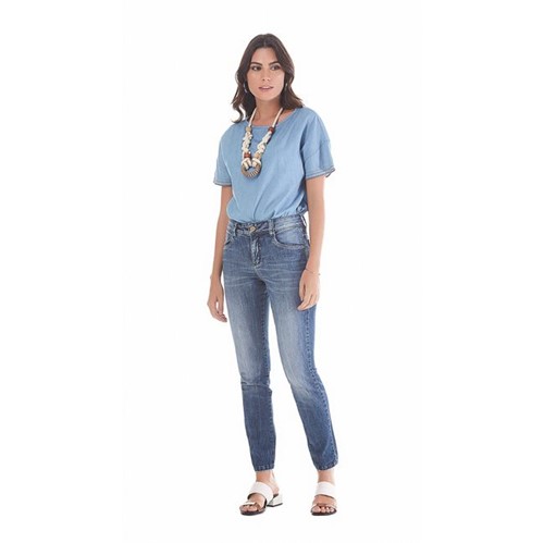 Maria Valentina | T-Shirt Decote Redondo com Colar Jeans