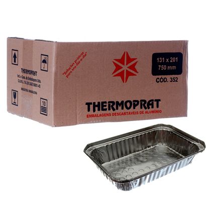 Marmitex de Alumínio com Tampa - 750ml Caixa com 100un Thermoprat