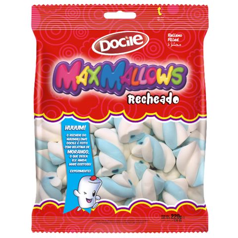 Marshmallow Torção Azul Recheado 220g - Docile