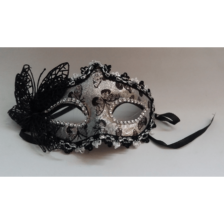Máscara de Carnaval com Borboleta Prata - Unidade