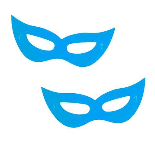Máscara Gatinha Azul Neon C/ 12 Unidades