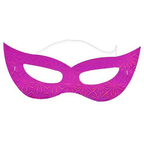 Máscara Gatinha Holográfica Pink C/ 12 Unidades