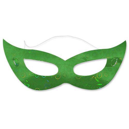 Máscara Gatinha Holográfica Verde C/ 12 Unidades