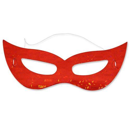 Máscara Gatinha Holográfica Vermelha C/ 12 Unidades