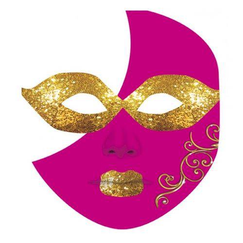 Máscara para Festa Cartonada Meia-lua com Glitter 05 Unidades