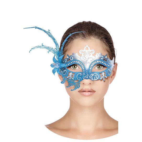 Máscara Veneziana Frozen - Azul com Prata