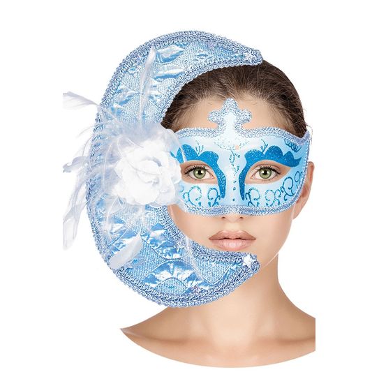 Máscara Veneziana - Meia Lua Azul