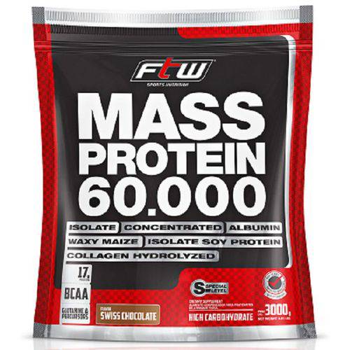 Mass Protein 60.000 3Kg Sabor Chocolate FTW