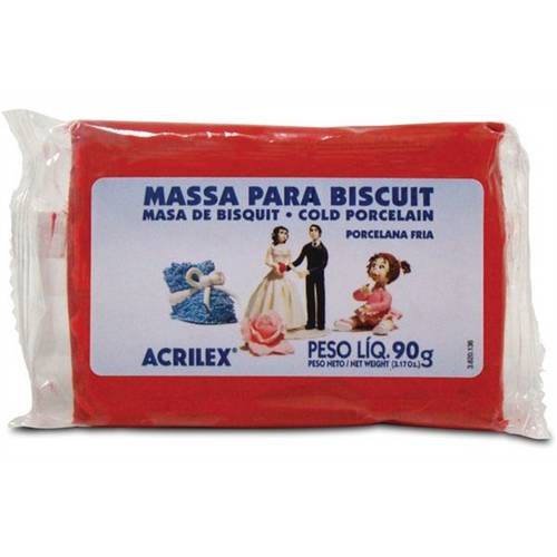Massa Biscuit de Porcelana Fria 90g Vermelho - Acrilex