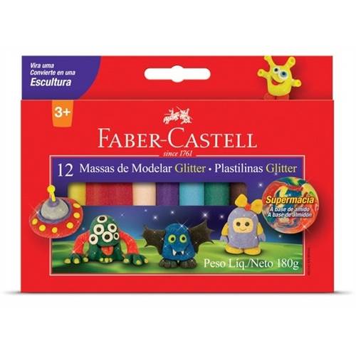 Massa de Modelar Amido C/ Glitter C/ 12 Cores - Faber Castell