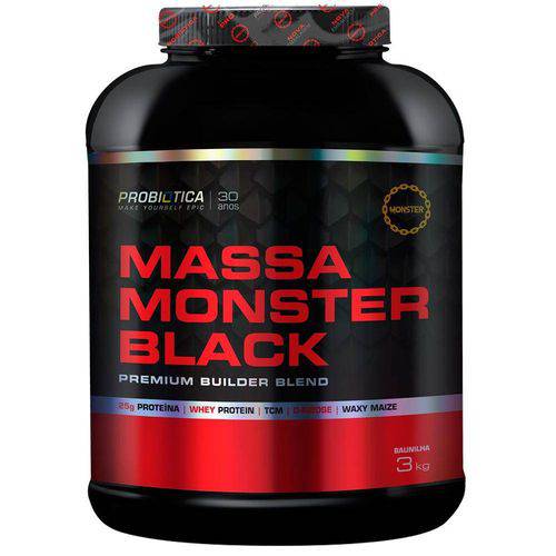 Massa Monster Black: 438kcal por Porção e 28gs de Proteína Concentrada - Baunilha - 3kg - Probiótica