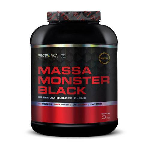 Massa Monster Black - 3kg - Probiótica - Sabor Baunilha