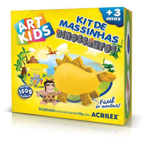 Massa para Modelar Criativa Art Kids Dinossauro 3 Amarelo Acrilex