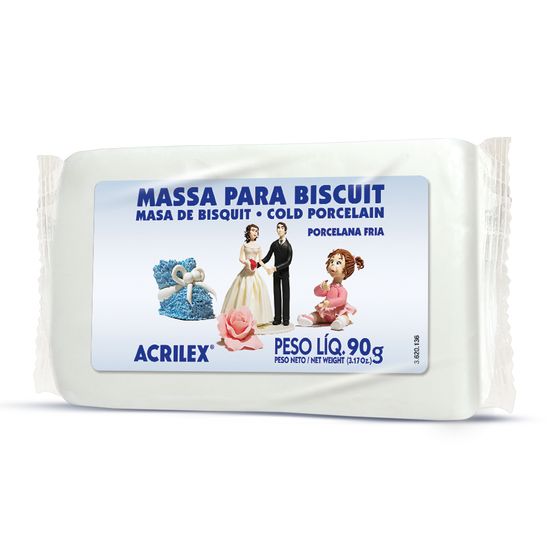 Massa Pronta para Biscuit Porcelana Fria 90g - Acrilex 519 - Branco