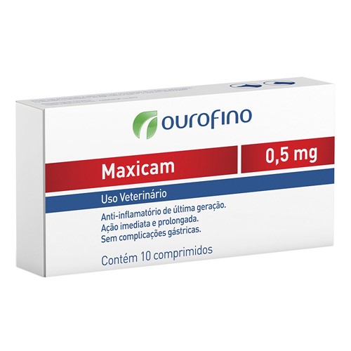 Maxicam 0,5mg Uso Veterinário com 10 Comprimidos