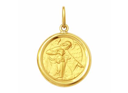 Medalha Anjo da Guarda Redonda Média Ouro Amarelo
