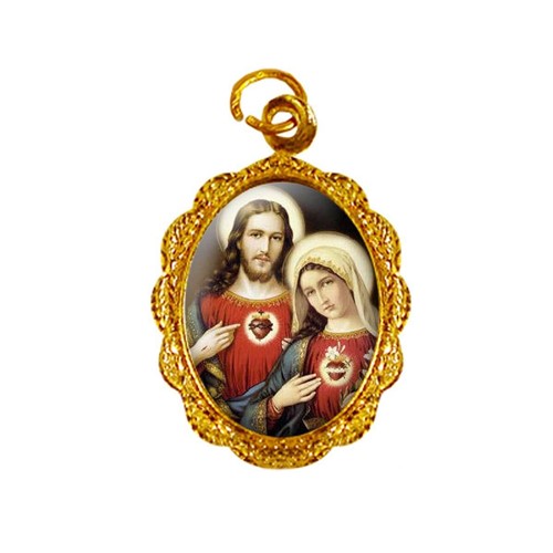 Medalha de Alumínio - Sagrado Coração de Jesus e Maria | SJO Artigos Religiosos