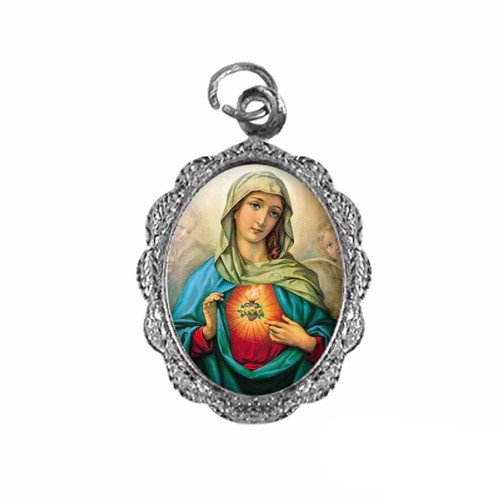 Medalha de Alumínio - Sagrado Coração de Maria - Mod. 02 | SJO Artigos Religiosos