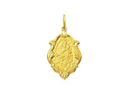 Medalha de Mont Serrat Ornato 1cm Ouro Amarelo