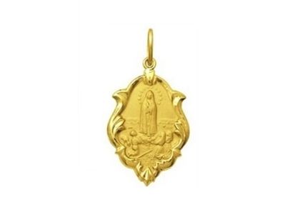 Medalha de Nossa Senhora de Fátima Ornato 1,0cm Medalha de Nossa Senhora de Fatima Ornato 1,0cm Ouro Amarelo