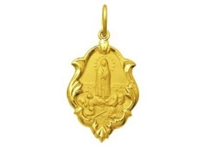 Medalha de Nossa Senhora de Fátima Ornato 1,5cm Medalha de Nossa Senhora de Fatima Ornato 1,5cm Ouro Amarelo