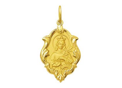 Medalha de Santa Catarina Ornato 1,5cm Ouro Amarelo