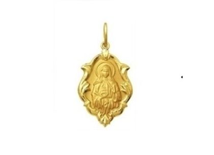 Medalha de Santa Edwiges Ornato 1,0cm Ouro Amarelo