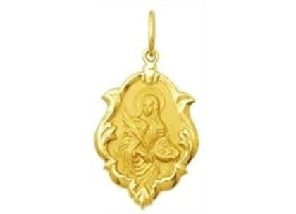 Medalha de Santa Luzia Ornato 1,5cm Ouro Amarelo