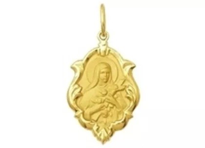 Medalha de Santa Terezinha Ornato 1,5cm Ouro Amarelo