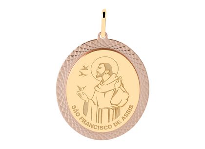 Medalha Redonda São Francisco de Assis Ouro Amarelo