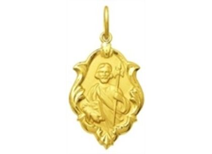 Medalha de São Judas Tadeu Ornato 1,5cm Ouro Amarelo