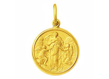 Medalha Desatadora dos Nós Redonda Média Ouro Amarelo