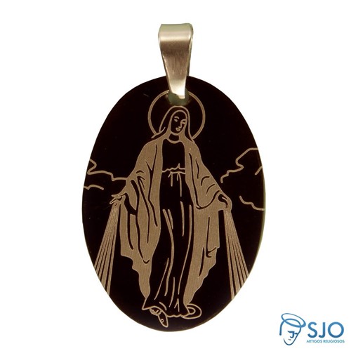 Medalha Inox Preta de Nossa Senhora das Graças | SJO Artigos Religiosos