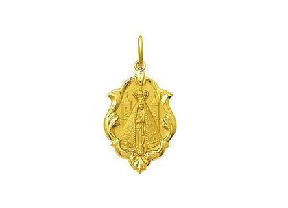 Medalha Nossa Senhora Aparecida Ornato 1,0cm Ouro Amarelo