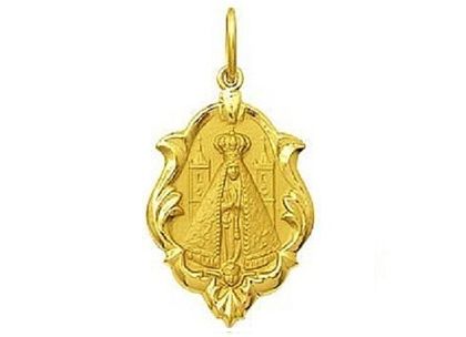 Medalha Nossa Senhora Aparecida Ornato 1,5cm Ouro Amarelo