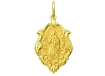 Medalha Nossa Senhora da Conceição Ornato 1,5cm Ouro Amarelo