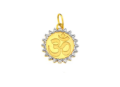 Medalha Om com Moldura em Ouro Branco Ouro Amarelo