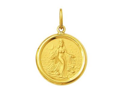 Medalha Redonda de Iemanjá Ouro Amarelo