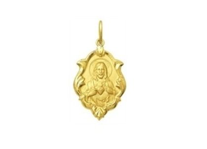 Medalha Sagrado Coração de Jesus Ornato 1,0cm Ouro Amarelo