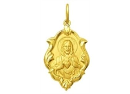 Medalha Sagrado Coração de Jesus Ornato 1,5cm Ouro Amarelo