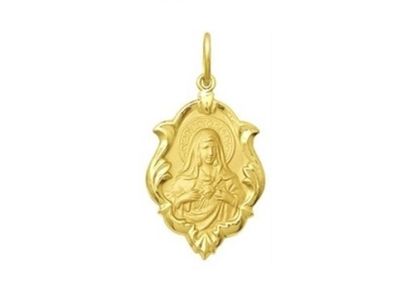 Medalha Sagrado Coração de Maria Ornato 1,0cm Ouro Amarelo