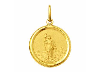 Medalha Santo Expedito Redonda Média Ouro Amarelo