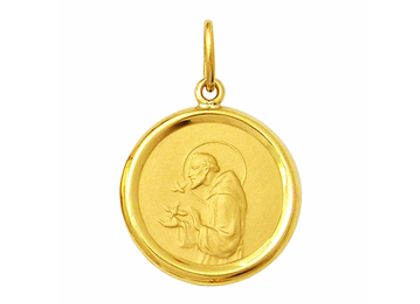 Medalha São Francisco Redonda Média Ouro Amarelo